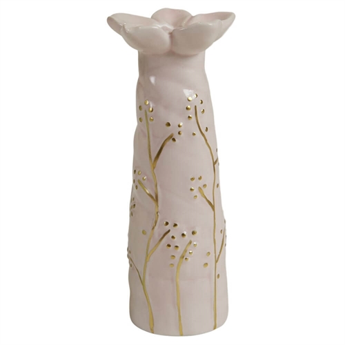 Vase blomst Rosa/Gull H: 12 cm