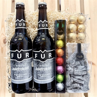 Gavekurv med 2 Fur-øl Classic, Pilsner og lakris 