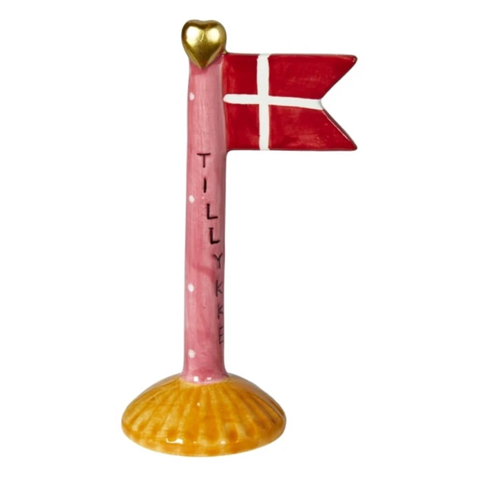 Flagg Gratulerer/rosa H: 14 cm