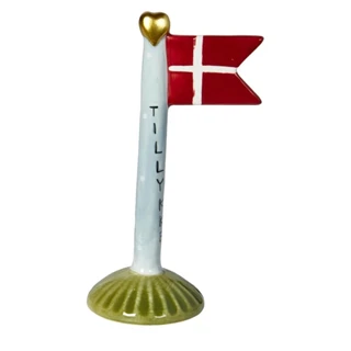 Flagg Gratulerer/blått H: 14 cm