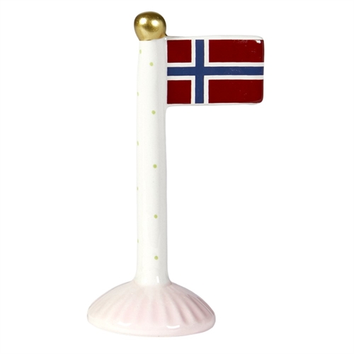 Flagg Keramikk -  Hvit med prikker H: 14cm