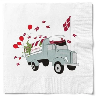 Servietter Røde studentbil - 20 stk.