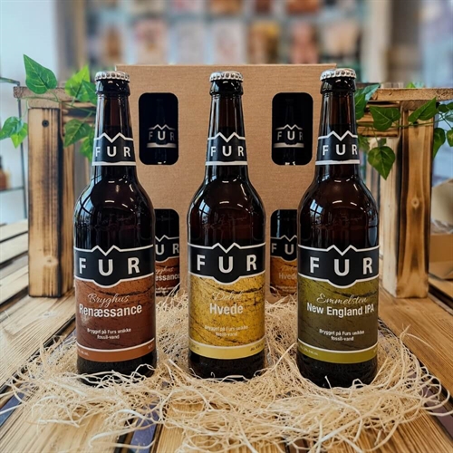 Presentförpackning med 3 x FUR øl