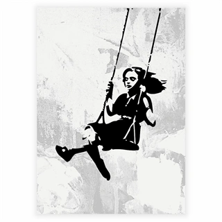 Plakat - Pige på gynge af Banksy