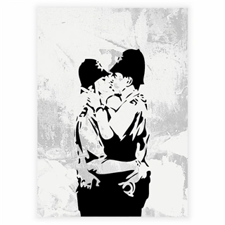 Plakat - Kyssende politi af Banksy