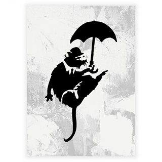 Plakat - Rotte med paraply af Banksy