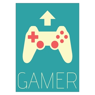 Retro plakat med controller og teksten video gamer