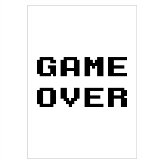 Gamer plakat med teksten game over Pixels