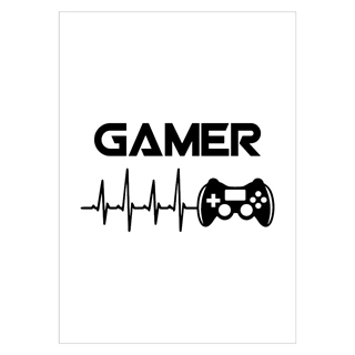 Gamer plakat med teksten Gamer hjerteslag