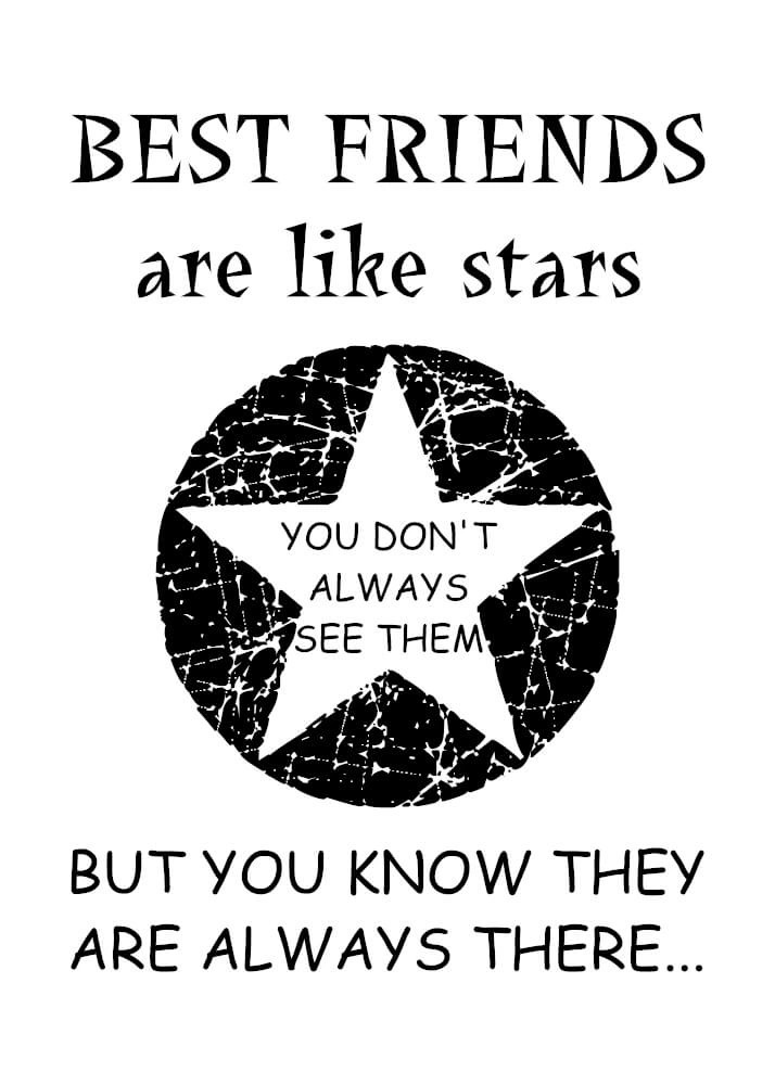 Søt venninneplakat best friends are like stars