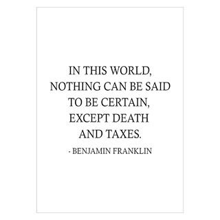 In this world - Benamin Franklin - plakat sitat