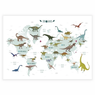 Verdenskart med dinosaurer
