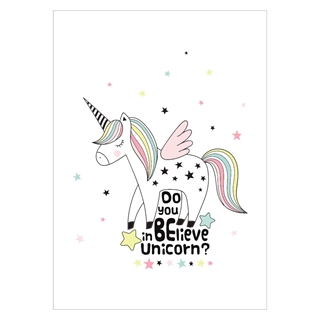 Børneplakat -  Do you believe in unicorn