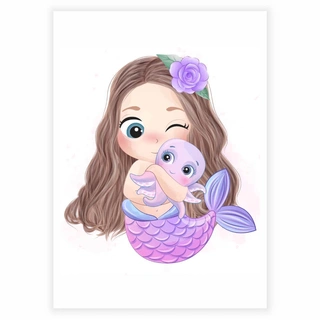 Havfrue med blekksprut - Barneplakat 