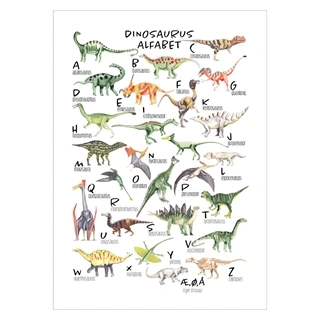 Dinosaur alfabetet - Læringsplakat 
