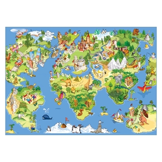 Kjempeflott og fargerik barneplakat med verdenskart