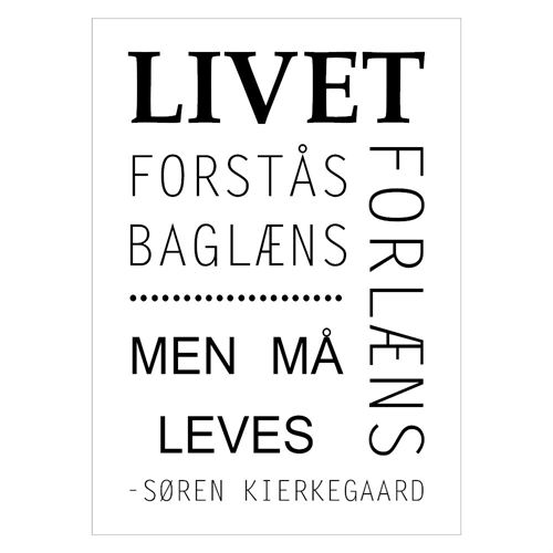 Plakat - Livet forstås baglæns af Søren Kierkegaard