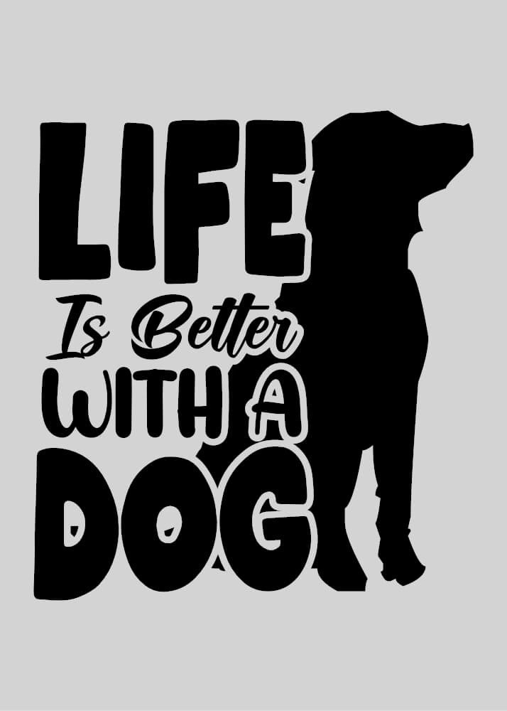 Plakt med motiv af hund Life is better with a dog