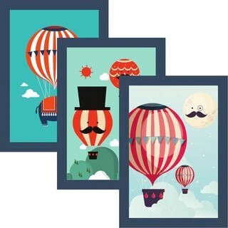 Sprø luftballonger, elefant og måne - Plakatsett