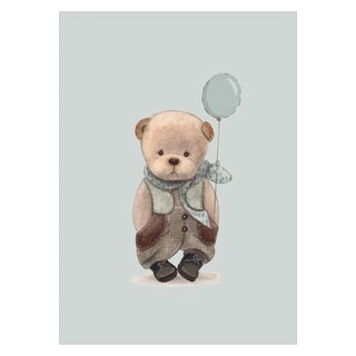 Plakat - Søt liten bamse med ballong