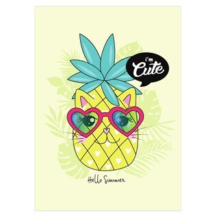 Søt plakat med en ananas med stjernesolbriller