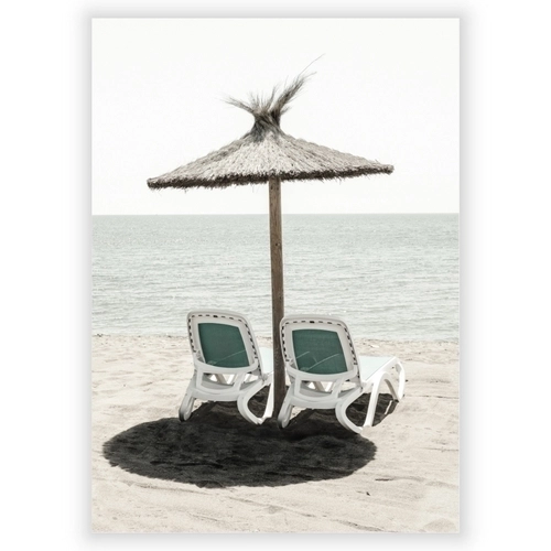 Plakat med 2 strandstoler i solen
