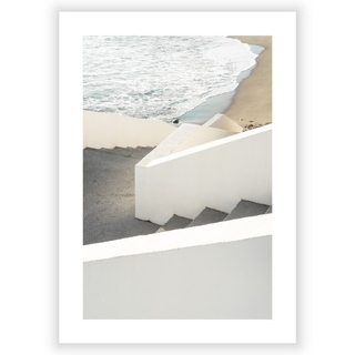 Plakat med havet fra en trapp