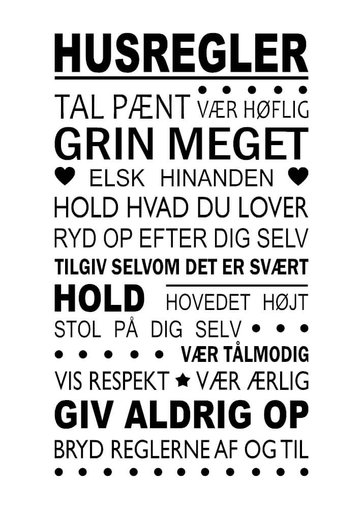 Gode husregler - Plakat med regler for hjemmet
