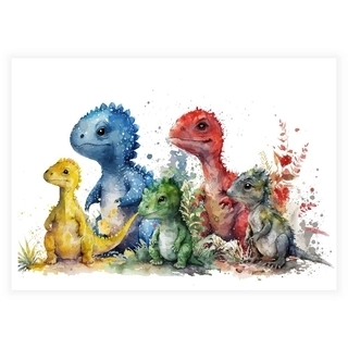 Dinosaurer Akvarell - Barneplakat