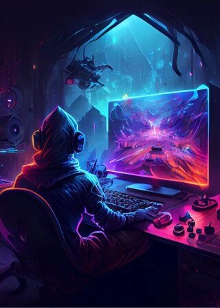 Cyberpunk spiller på PC - Gaming plakat