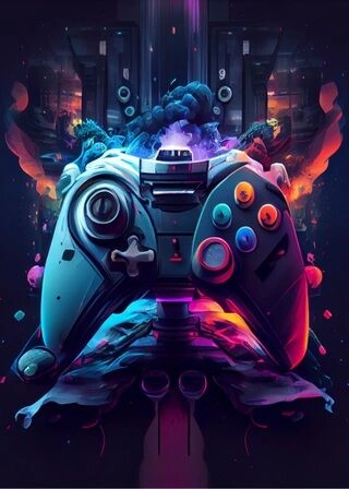 Gaming plakat Cyberpunk spille kontroller