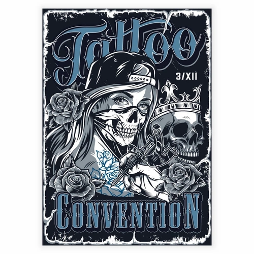 Skull-plakat med tatoveringskonvensjon
