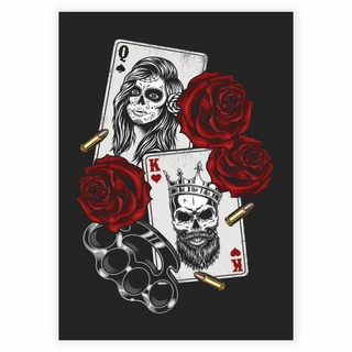 Gangsta, spillekort og roser - Plakat