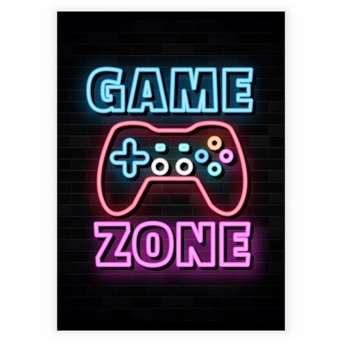 Superkul neonplakat med teksten Game zone