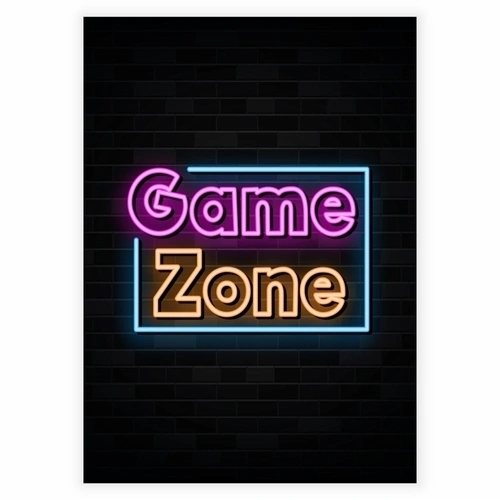 Superkul neon gamer-plakat med tekstspillsonen