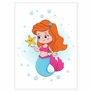Havfrue med liten sjøstjerne - Plakat