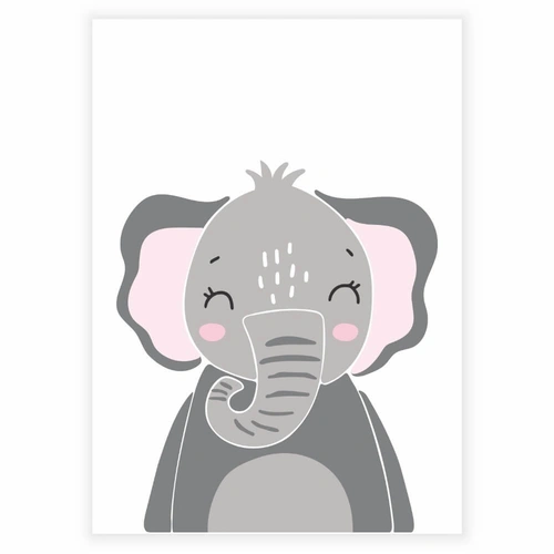 Enkel og søt barneplakat med en elefant