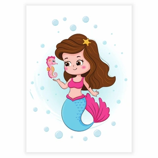 Havfrue med liten sjøhest - Plakat