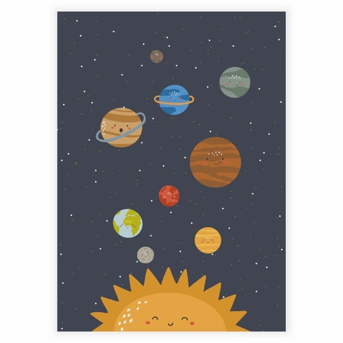 Solsystemet som plakat til barnerommet