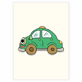 Grønn bil - Barneplakat