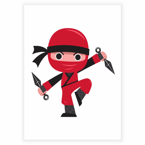 Morsom rød ninja - Barneplakat