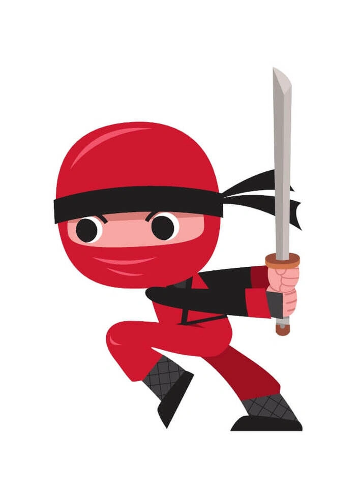 Morsom rød ninja med sverd - Barneplakat