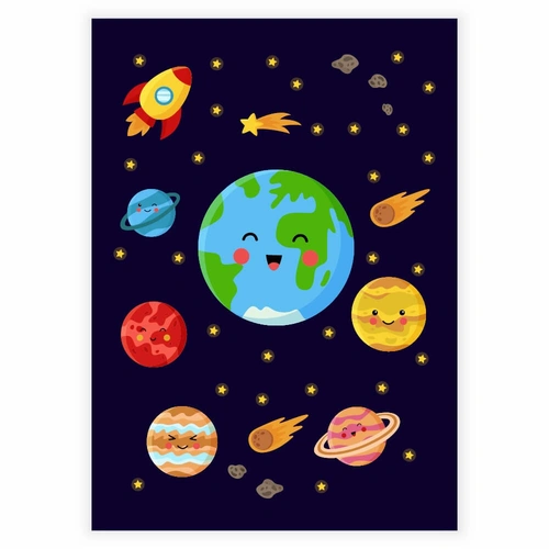Hele universet med jorden i fokus plakat til barnerommet