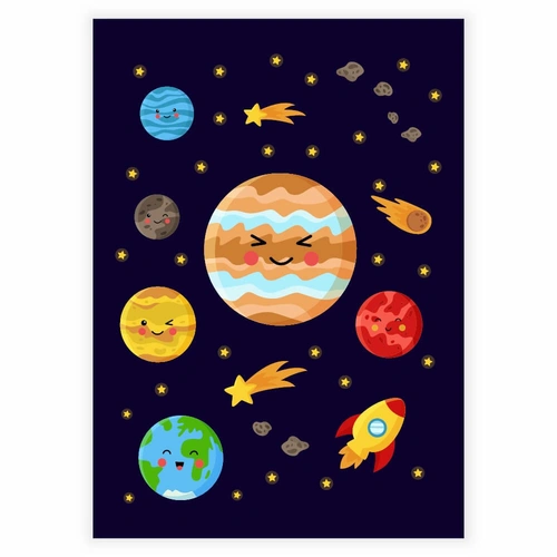 Hele universet med Jupiter i fokus plakat til barnerommet