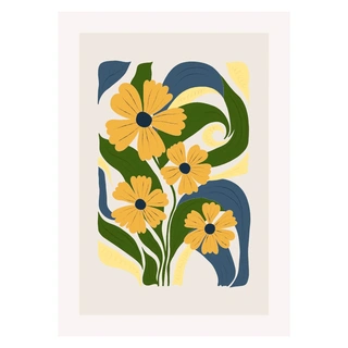 Abstrakte blomster gul 3 - Plakat