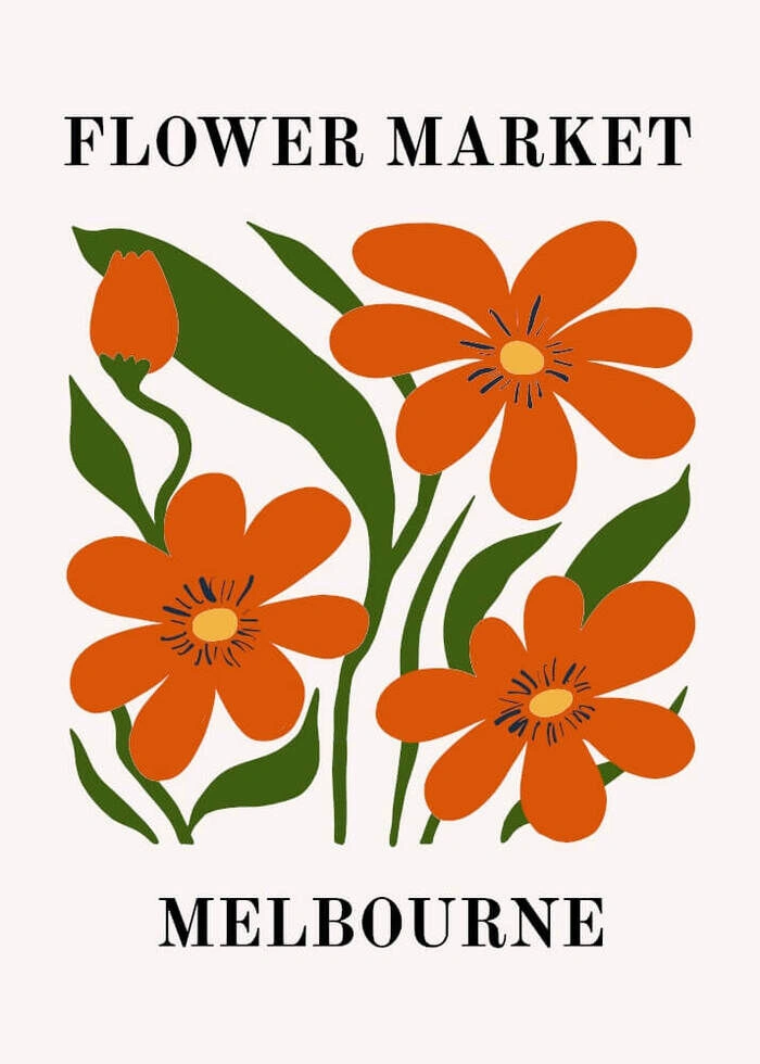 Vakre abstrakte oransje blomster som plakat