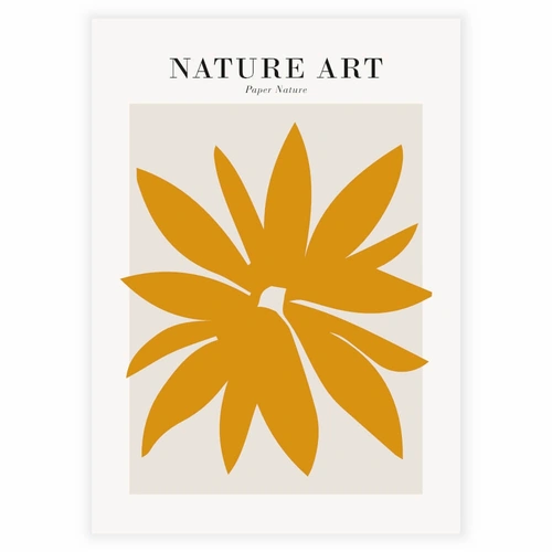 Vakker naturlig blomsterkunst i gul plakat