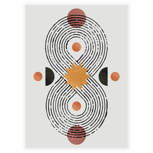 Abstrakt kunst med sirkler og mønsterplakat