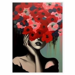 Blomster kvinne rød - Plakat