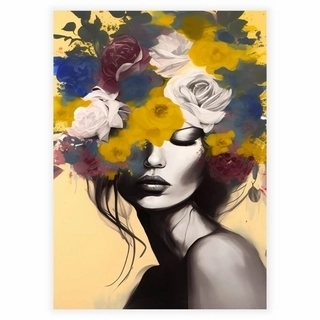 Vakre blomster kvinne gul - Plakat